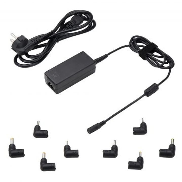 Ewent Cargador Universal para Portatil de 45W - 8 Clavijas Intercambiables - Automatico - Gestion Inteligente de Corriente - Color Negro 1