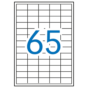 Apli Pack de 6.500 Etiquetas Rectangulares 38 x 21.2mm - 100 Hojas por 65 Etiquetas - Adhesivo Removible - Cantos Rectos - Color Blanco