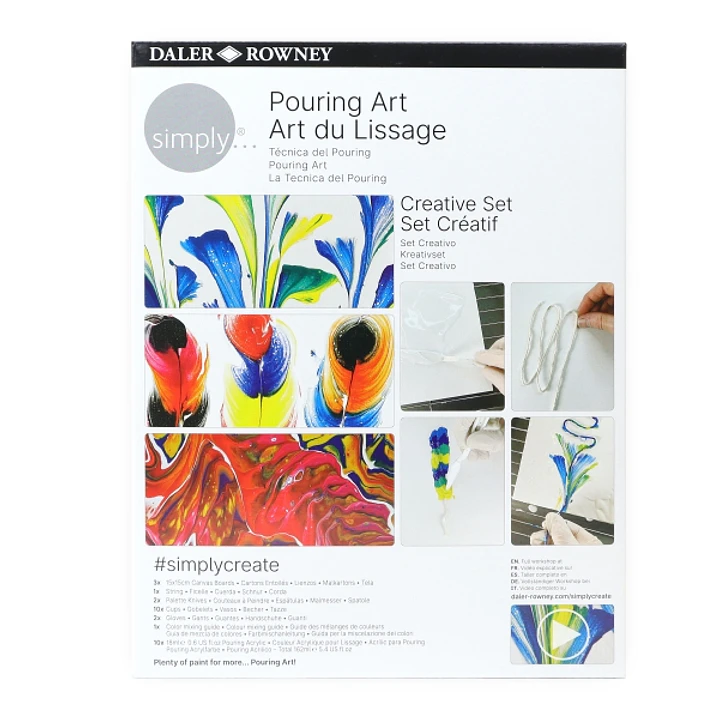 Daler Rowney Simply Creative Pack de Pintura Acrilica - Tecnica de Pouring - Caja de Carton - Colores Surtidos 1