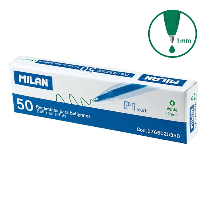 Milan P1 Touch Pack de 50 Recambios - Punta de 1mm - Color Verde 1