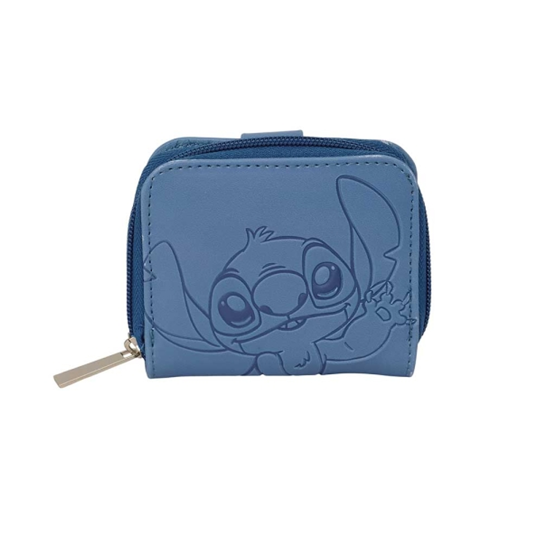Safta Stitch Blue Monedero con Billetera - Cierre con Iman - Compartimento con Cremallera - 0.10L - 110x20x95mm - Color Azul 1