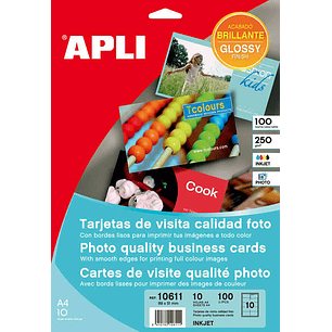 Apli Tarjetas de Visita Cantos Rectos Brillante 250g 10 Hojas