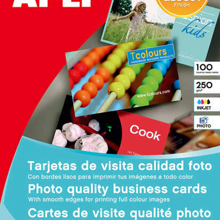 Apli Tarjetas de Visita Cantos Rectos Brillante 250g 10 Hojas 1