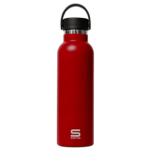 Safta Botella Termo de 600ml - Acero Inoxidable - Base de Silicona Antideslizante - Asa Superior - Color Rojo