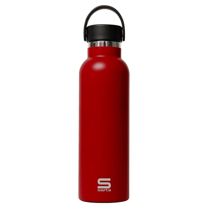 Safta Botella Termo de 600ml - Acero Inoxidable - Base de Silicona Antideslizante - Asa Superior - Color Rojo 1