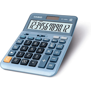 Casio DF-120EM Calculadora de Sobremesa - Pantalla Extragrande de 12 Digitos - Alimentacion Solar y Pilas - Color Azul