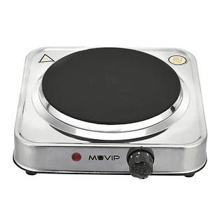 Muvip MV0644 Cocina Electrica de 1 Placa 1500W - Acero Inoxidable - 5 Niveles de Potencia - Termostato con Sistema de Seguridad