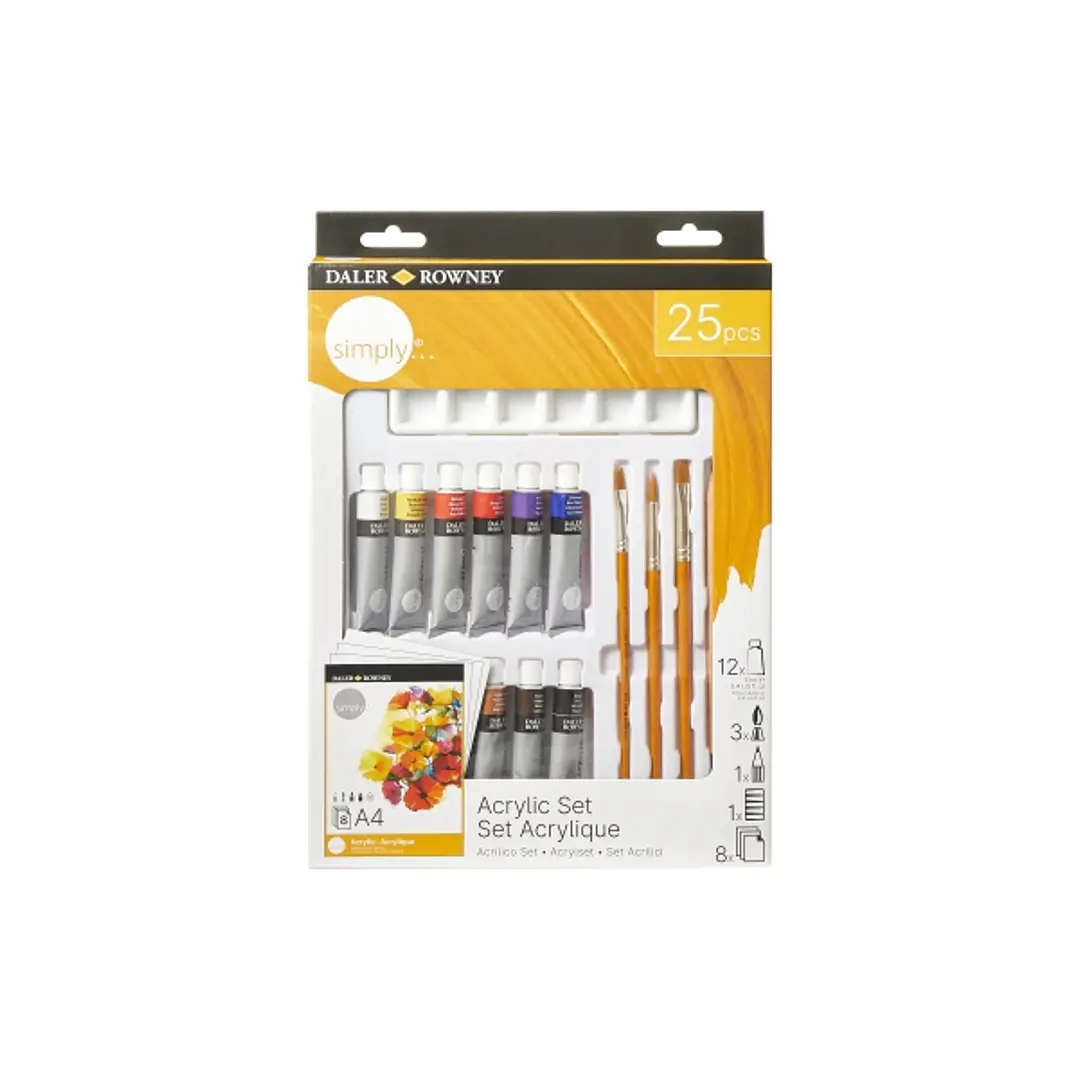 Daler Rowney Simply Pack de 25 Piezas - Pintura Acrilica - Colores Surtidos 1