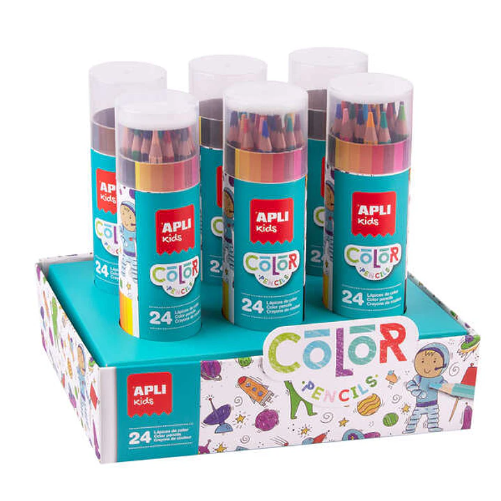 Apli Expositor con 6 Packs de 24 Lapices de Colores Hexagonales Mina de 4mm - Colores Surtidos 1