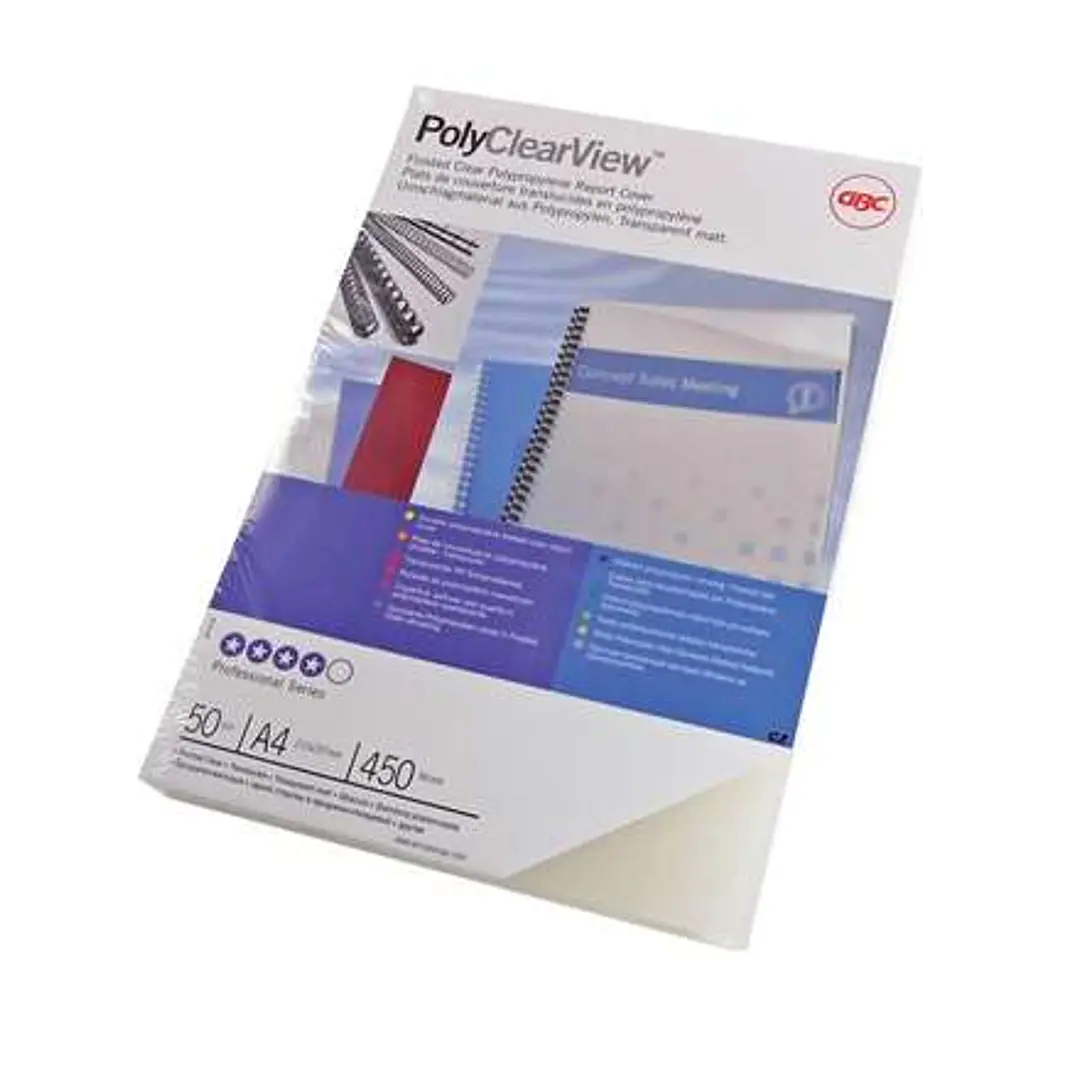 GBC PolyClearView Pack de 100 Portadas de Encuadernar A4 - 300 Micras - Color Transparente Mate 1