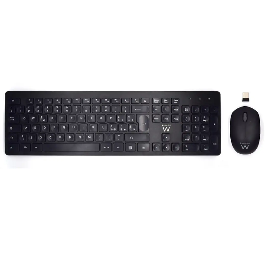 Ewent Pack Teclado + Raton Inalambricos - Receptor USB-A 2.4Hz - 1000dpi - Disposicion Italiana QWERTY IT - Incluye Pilas AA/AAA - Teclas Concavas - C 1
