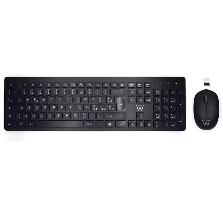 Ewent Pack Teclado + Raton Inalambricos - Receptor USB-A 2.4Hz - 1000dpi - Disposicion Italiana QWERTY IT - Incluye Pilas AA/AAA - Teclas Concavas - C 1
