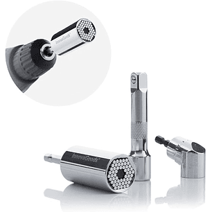 Innovagoods Uniscrew Llave de Vaso Universal - Incluye Accesorios - Multifuncion - Tornilleria Entre 7-19mm - 2.5x5cm - Color Plateado
