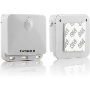 Innovagoods Lumtoo Pack de 2 Luces LED con Sensor de Movimiento - Adhesivo de Calidad - Alcance 5m - Apagado Automatico - 2.6x6.3x6.7cm - Color Blanco