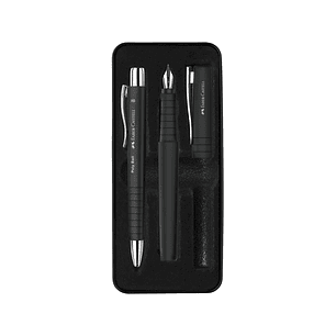 Faber-Castell Poly Pack de Boligrafo Poly Ball y Pluma Estilografica Poly Pen con Plumin B - Clip de Metal - Color Negro