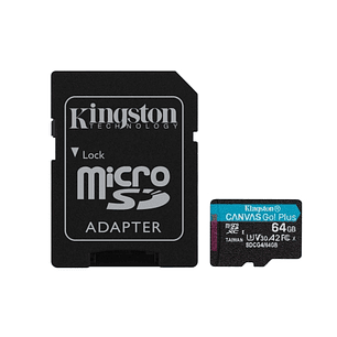 Kingston Tarjeta Micro SDXC 64GB UHS-I U3 V30 Clase 10 200MB/s Canvas Go Plus con Adaptador