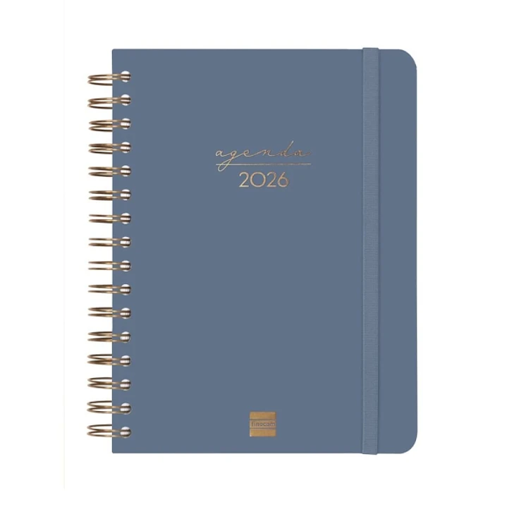Finocam Alma Agenda en Catalan - Anual 2026 - con Espiral - Formato E10 - 180x30x220mm - 1 Dia por Pagina - Color Azul 1
