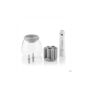 Innovagoods Maklin Limpiador y Secador Automatico de Brochas de Maquillaje - Velocidad 7000rpm - Inalambrico - 12x10cm - Color Blanco y Gris