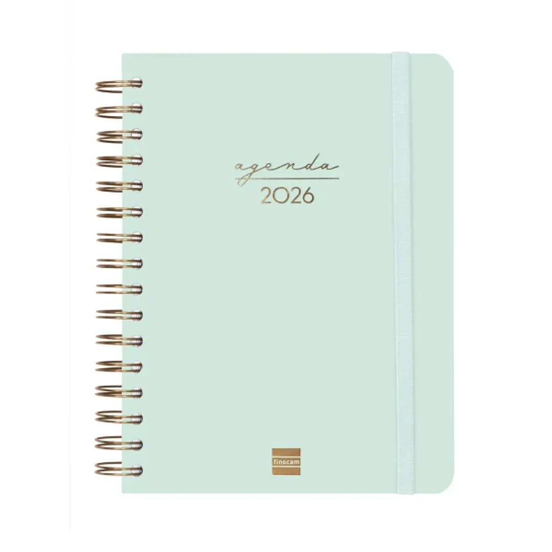 Finocam Alma Agenda en Catalan - Anual 2026 - con Espiral - Formato E10 - 180x30x220mm - 1 Dia por Pagina - Color Menta 1