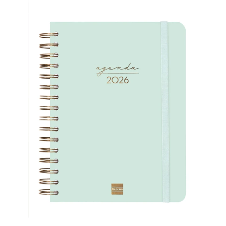 Finocam Alma Agenda en Catalan - Anual 2026 - con Espiral - Formato E10 - 180x30x220mm - 1 Dia por Pagina - Color Menta 1