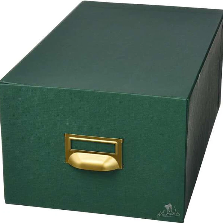 Mariola Fichero Carton Forrado en Geltex Nº4 para 500 Fichas - Medidas 220x155x250mm - Resistente y Duradero - Color Verde 1