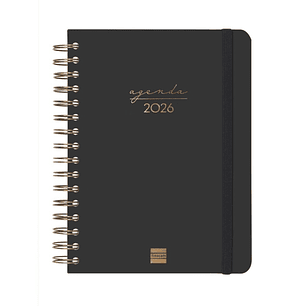Finocam Alma Agenda - Anual 2026 - con Espiral - Formato E10 - 180x30x220mm - 1 Dia por Pagina - Color Negro