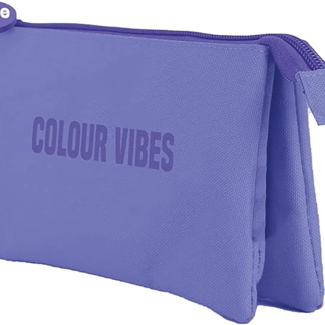 Dohe Colour Vibes Portatodo Triple - Cierre Doble con Cremallera y Tirador de Goma - Color Morado 1