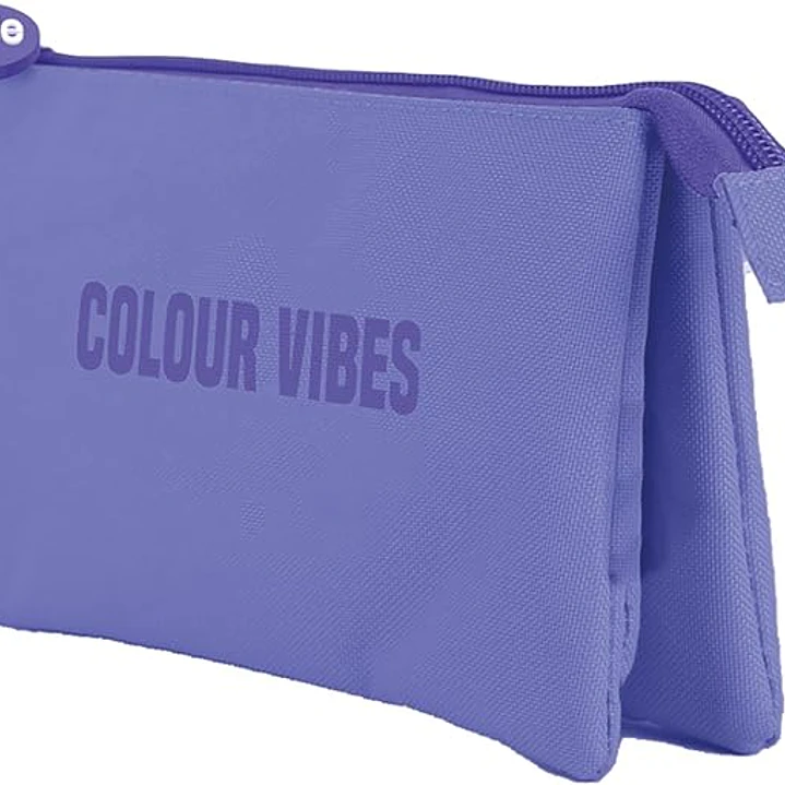 Dohe Colour Vibes Portatodo Triple - Cierre Doble con Cremallera y Tirador de Goma - Color Morado 1