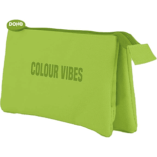 Dohe Colour Vibes Portatodo Triple - Cierre Doble con Cremallera y Tirador de Goma - Color Verde Lima