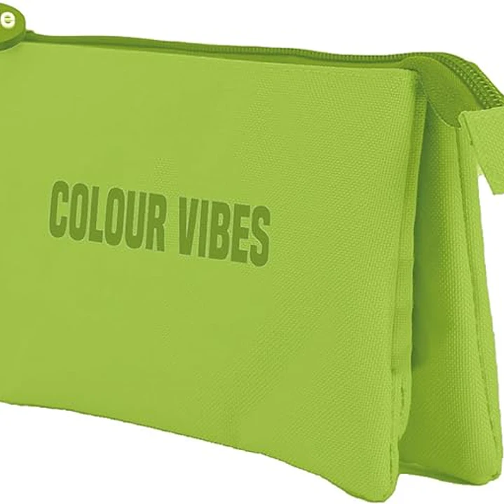 Dohe Colour Vibes Portatodo Triple - Cierre Doble con Cremallera y Tirador de Goma - Color Verde Lima 1