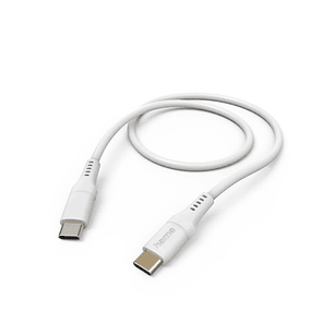Hama Cable USB-C Macho - Potencia Maxima 60W - Longitud 1.5m - Silicona - Velocidad hasta 480Mbps - Chapado en Oro - Color Blanco