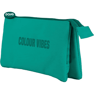Dohe Colour Vibes Portatodo Triple - Cierre Doble con Cremallera y Tirador de Goma - Color Verde