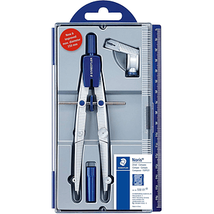 Staedtler Noris 550 01 Compas de Precision - Aguja y Mina Intercambiables - Mecanismo de Ajuste Rapido