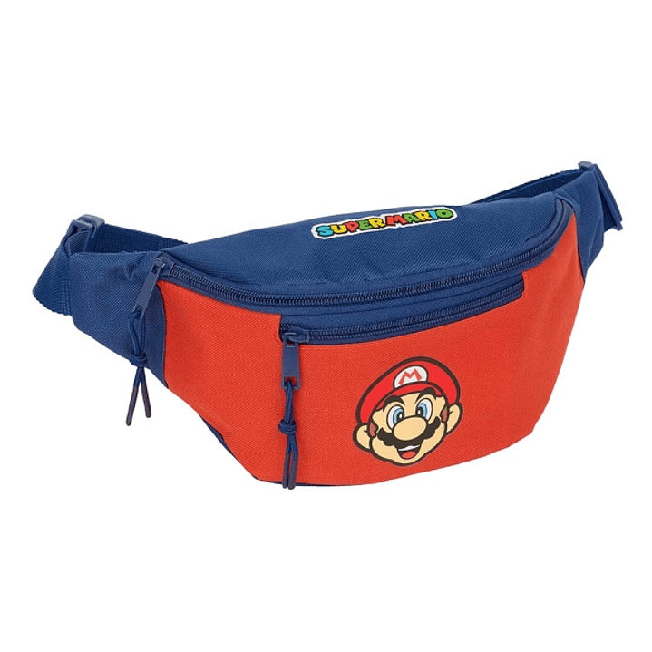 Safta Super Mario Mamma Mia Bolsa de Cintura - Cremallera - Cintas Ajustables - Cierre de PVC - 2.49L - 230x90x120mm - Color Rojo y Azul 1
