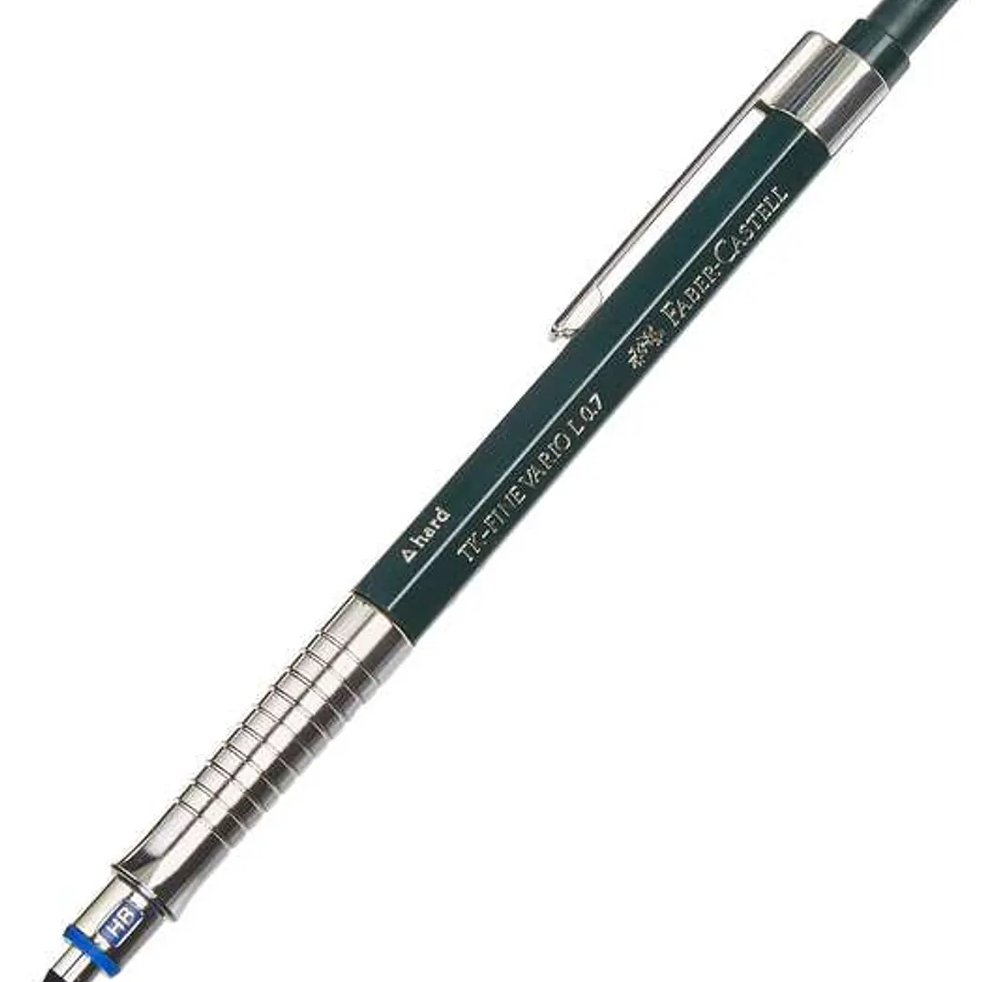 Faber-Castell TK-Fine Vario L Portaminas HB 0.7mm - Con Goma de Borrar - Clip de Metal - Color Verde 1