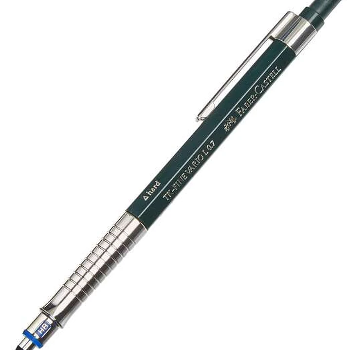 Faber-Castell TK-Fine Vario L Portaminas HB 0.7mm - Con Goma de Borrar - Clip de Metal - Color Verde 1
