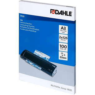 Dahle Pack de 100 Fundas para Plastificar Brillo A3 - 125 Micras - Alta Calidad - Transparente