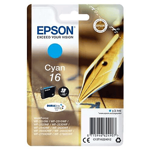 Epson T1622 Cyan Cartucho de Tinta Original - C13T16224012