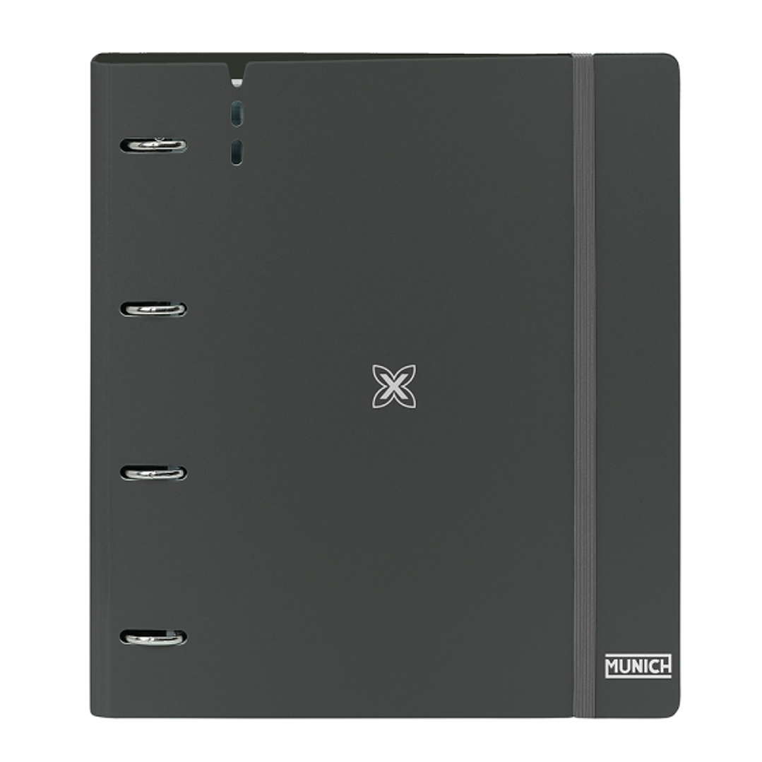 Safta Munich Lagoon Carpeta con 4 Anillas 35mm - Tapas de PP Foam - Recambio 100 Hojas - Cuadriculas 5x5mm - Cierre Elastico - Incluye Separadores - 2 1