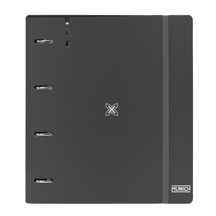 Safta Munich Lagoon Carpeta con 4 Anillas 35mm - Tapas de PP Foam - Recambio 100 Hojas - Cuadriculas 5x5mm - Cierre Elastico - Incluye Separadores - 2 1