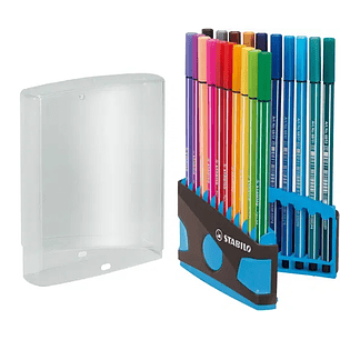 Stabilo Premium Pen 68 Estuche con 20 Rotuladores - Punta de Fibra - Trazo de 1mm aprox. - Alto Brillo y Luminosidad de Color - Colores Surtidos