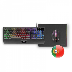 Mars Gaming MCP124 Combo Gaming 3en1 - Teclado H-Mech RGB - Raton 3200 DPI Switches HUANO - Alfombrilla Nanotextil Rainbow - Multiplataforma - Color N