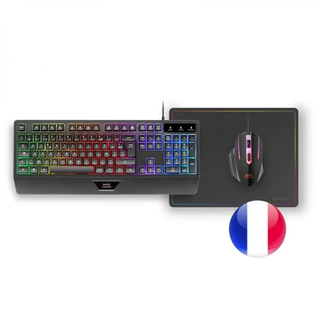 Mars Gaming MCP124 Combo Gaming 3en1 - Teclado H-Mech Ergonomico - Raton RGB Switches HUANO - Alfombrilla Nanotextil Rainbow - Compatibilidad Multipla 1