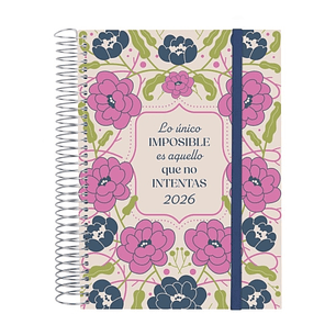 Finocam Design Collection Agenda de Espiral - Anual 2026 - Tapa Ligera - Formato E10 - 172x29x212mm - 1 Dia por Pagina - Tematica de Flores
