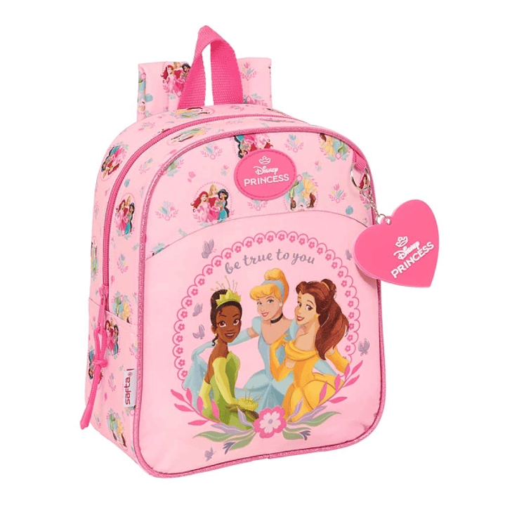 Safta Princesas Disney Mochila Guarderia - Adaptable a Carro - Tarjeta de Identificacion - Asa Superior - 6L - 220x100x270mm - Color Rosa 1