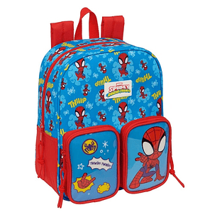 Safta Spidey Mochila Guarderia - Adaptable a Carro - Bolsillo Frontal - Tarjeta de Identificacion - Asa de Mano - 6L - 220x100x270mm - Color Rojo y Az
