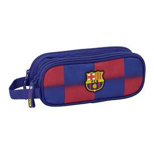 Safta F.C.Barcelona Estuche Portatodo de 1L - 2 Compartimentos - Cierre de Cremallera - Asa de Mano - 21x8x6cm - Color Rojo y Azul