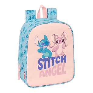 Safta Stitch Ohana Mochila Guarderia - Adaptable a Carro - Cremallera - Tarjeta de Identificacion - Asa de Mano - 6L - 220x100x270mm - Color Azul Clar