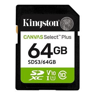 Kingston Tarjeta SDXC 64GB UHS-I Clase 10 100MB/s Canvas Select Plus
