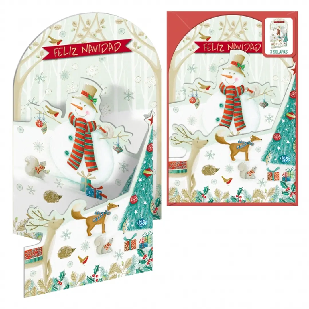 Dohe Muñeco de Nieve Pack de 6 Tarjetas Desplegables de Felicitacion Navideña con Sobre - Impresas a todo Color 1